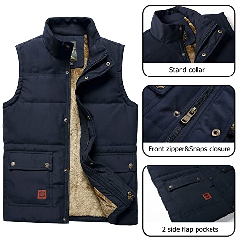 Vcansion Men's Outdoor Stand Collar Fleece Jacket Vest Casual Padded Vest Coats2