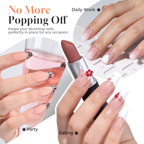 Image of UNA GELLA Gel Nail Glue 80g Super Strong U V Solid Soft Gel Lamp Curing Needed Nail Glue 40g*2 for Acrylic Nail Tips for Fake Acrylic Press On Nails Extension Soak Off
