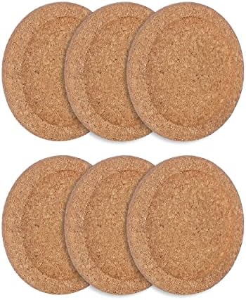 Thick Cork Coasters for Home, Office, Restaurant and Bar Use | Highly Absorbent and Lightweight Cork Coasters | Set of 6 Coasters (Round)