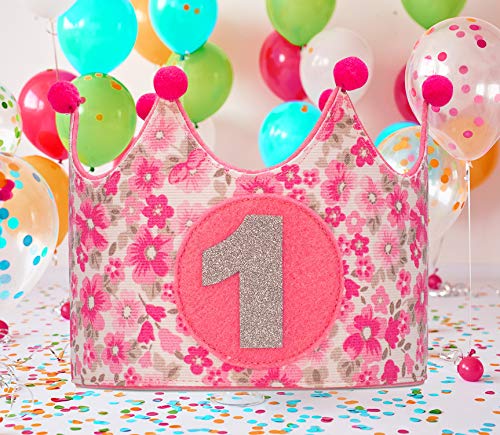 Kembilove Kroon voor de eerste verjaardag van baby's – kroon van stof voor kinderverjaardag decoratie verjaardag meisjes… - Image 5