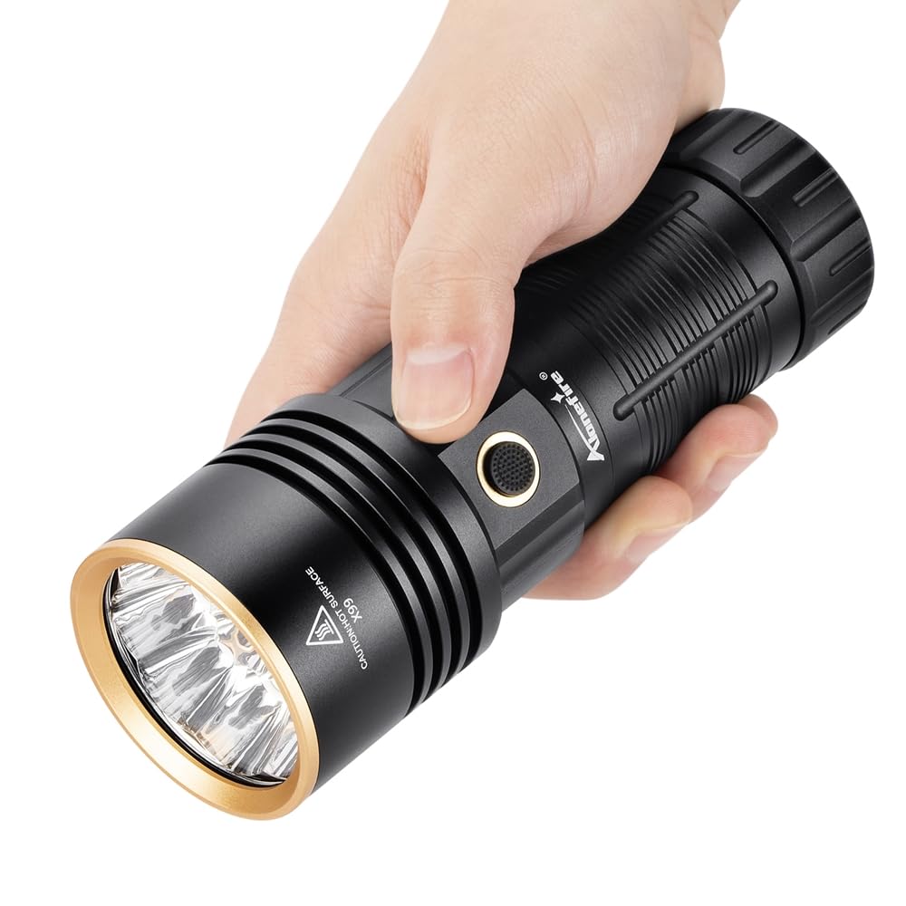 Alonefire X99 Linterna LED Recargable USB C 3500 Lúmenes Superbrillante Pantalla Digital 4 Modos Resistente al Agua con Carga Inversa con Batería para Acampada, Emergencias, Senderismo y Hogar