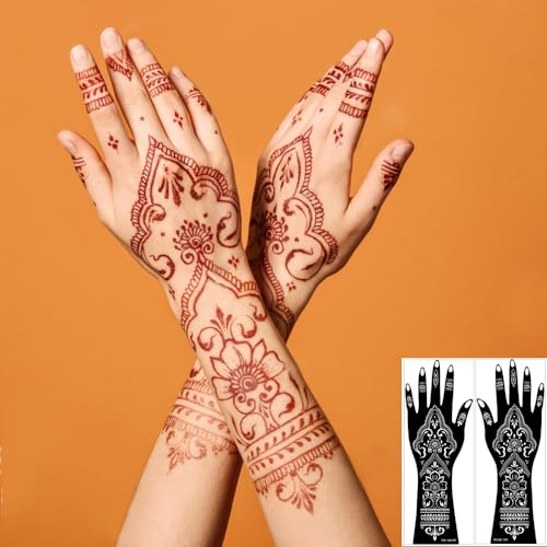 Mzstgh Henna Tattoo Stencil Kit,12 Sheets Stickers For Henna Tattoo Hand Forearm Glitter Airbrush Diy Tattooing Template thumb #3