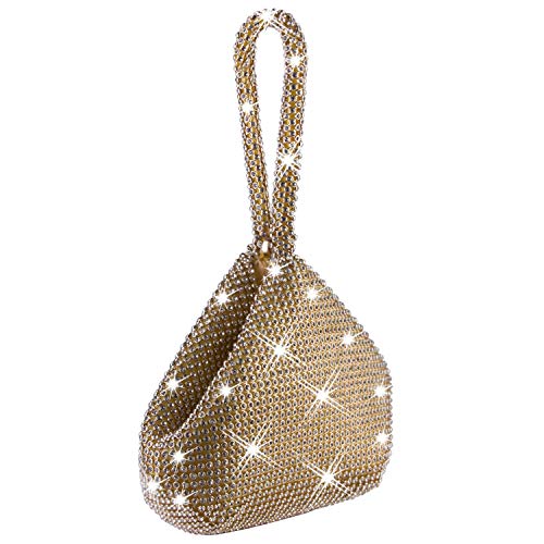Crown Guide Women's Vintage Evening Bags Clutches Bling Beaded Wedding Party Gowns Formal Prom Purses Handbags With Wristlet Gold #TOP2