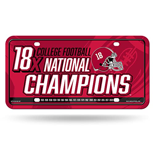Rico Industries NCAA Alabama Crimson Tide Champ Metal Auto Tag 8.5