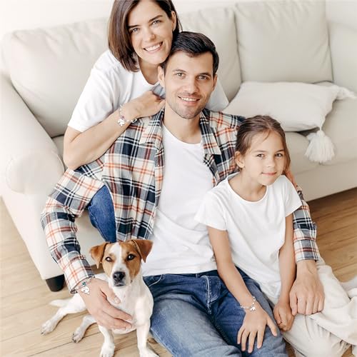 Image of 3 Heart-shaped Jigsaw Family Friendship Bracelets - Double Stainless Steel Cross Chain Birth Stone Charm Layered Heart Bracelets for Female Friendship Personalized Custom Jewelry