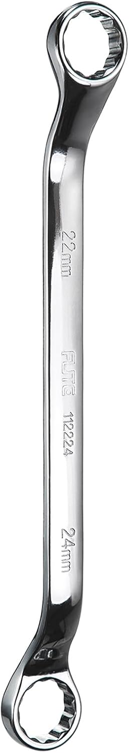 HARFINGTON 45 Degree Offset Box End Wrench 22mm x 24mm Metric 12 Point Mirror Chrome Plated CR-V Steel Double Box Wrenches Long Industrial Grade Torx Box Wrench Repair Tool