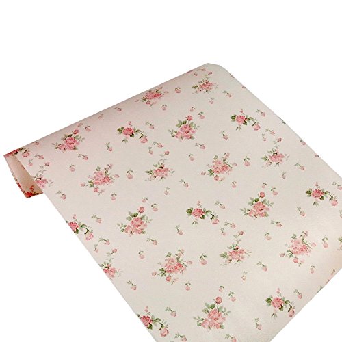 iHappy Non-Adhesive Vintage Rose Shelf Padded Drawer Liner 3m,White