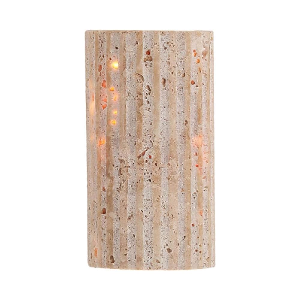 JISHUBO Natural Yellow Travertine Wall Sconce, Vintage Farmhouse Style Wall Light, Hardwired LED Light Source Wall Lamp, Restaurant Living Room Bedroom Wall Mounted Lighting Fixtures