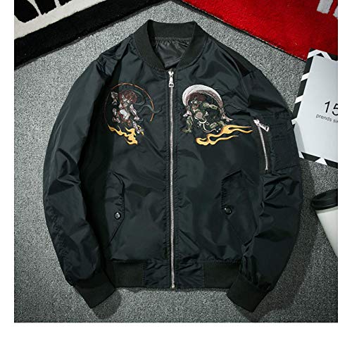 Embroidery Dragon Pattern Baseball Bomber Jacket Coat Tops Blouse Outerwear2