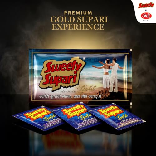 Image of Sweety Supari Gold Meethi Supari | Strong Flavoured Betel Nut Mouth Freshener | Premium Sweet Supari | Pack of 35 Pouch (Pack Of 1)