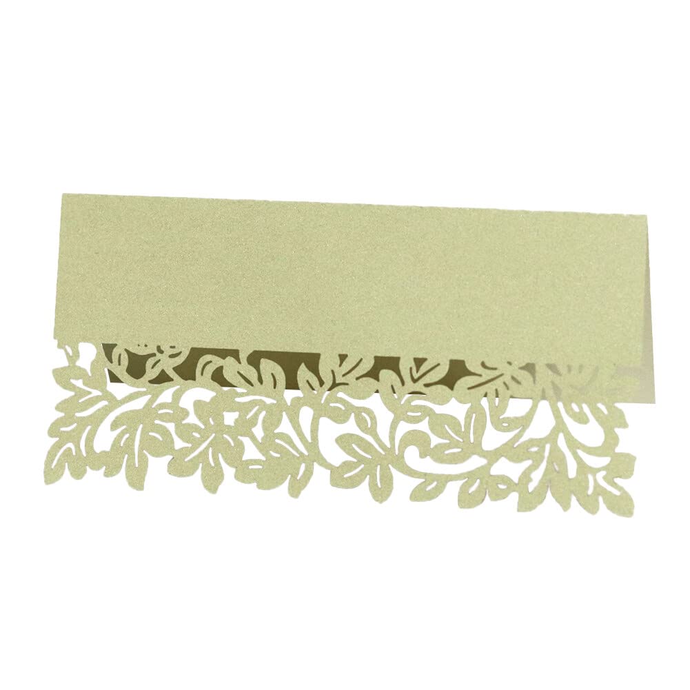 50 Pcs Wedding Table Place Cards Vine Hollow Out Name Place Cards Vintage Seating Cards Wedding Party Table Setting Cards Reception Decoration, Green