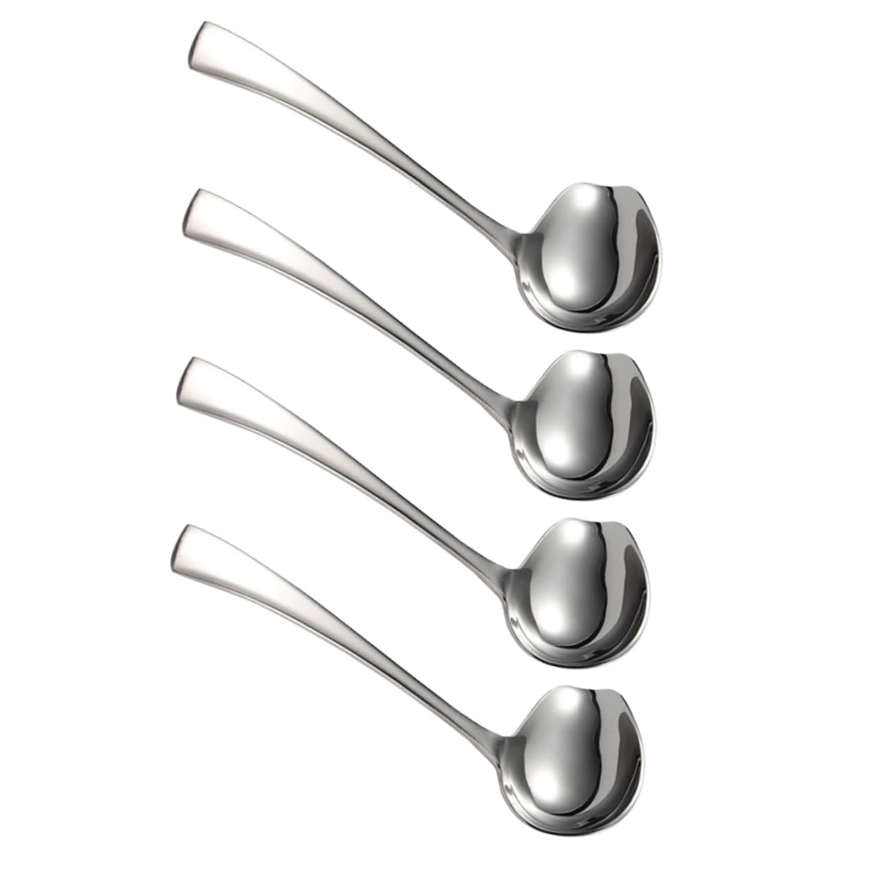 Ciieeo Set of 4 Long Handled Sauce Spoons Mirror Polished Stainless Steel for Deep Serving Bowls