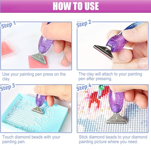 Image of Diamond Painting Pen,Diamond Art Pen,Resin 5D Diamond Painting Pen Kit Tool Accessories (Purple Silver)