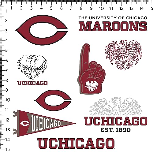Image of University of Chicago 9ct Vinyl Large Deluxe Stickers Variety Pack - Laptop, Water Bottle, Scrapbooking, Tablet, Skateboard, Indoor /Outdoor - Set of 9