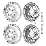 Foritrue 19.5' Hubcaps 10 Lug 304 Stainless Steel, 19.5 Wheel Simulators Polished Surface, 2Pcs Front Wheel and 2Pcs Rear Wheel, Bolts On Wheel Cover Set Compatible with Ford 2005-2025 F450/F550