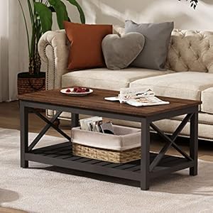 Choochoo coffee table rustic vintage farmhouse living room table with shelf 40  urban country home decor