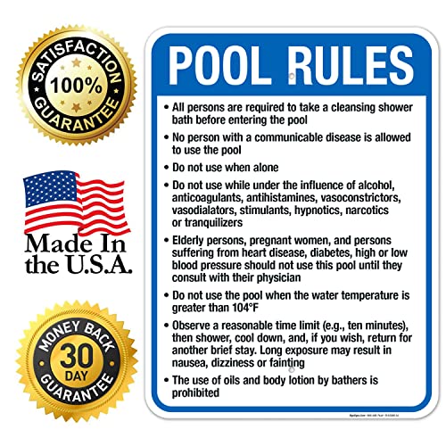 Señal de reglas para piscina Massachusetts 18x24 pulg miniatura 5