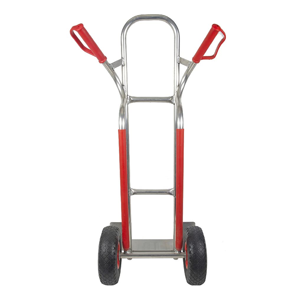 Trestles Profi Sackkarre Alu Aluminium Vollgummireifen Sackkarren Transportkarre Treppensackkarre S04 Alu | 150kg Tragkraft | Treppenrutschkufen | Radschutz | große Schaufel | Sicherheitsgriffe
