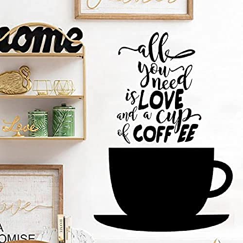 Kreative Kunst Wandtattoo Englisch Kaffeetasse Wandaufkleber Wohnzimmer Esszimmer Küche Wandaufkleber 53 * 37 cm Vinyl Wandaufkleber Cover