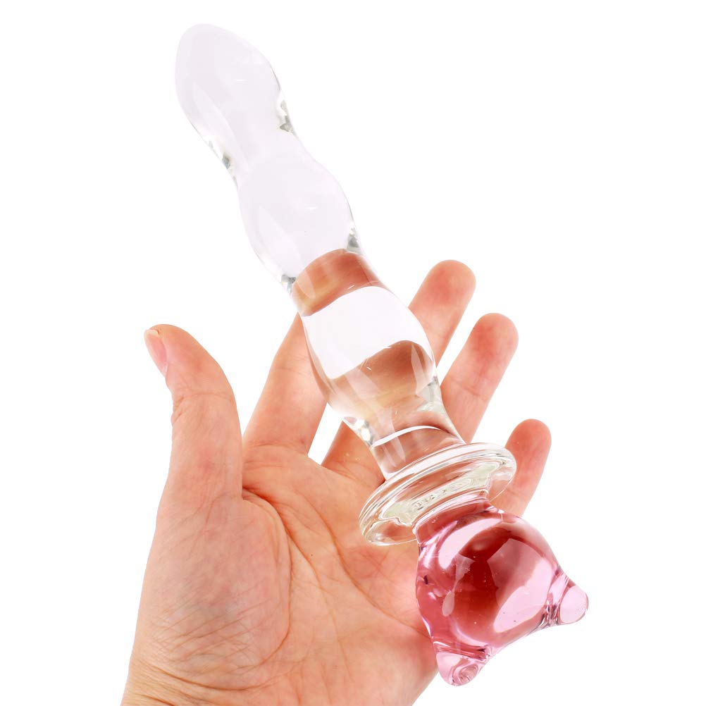 Adult G-spot Dildo Crystal Glass Sex Toys Pleasure Wand (Pink Star): Pink Bear