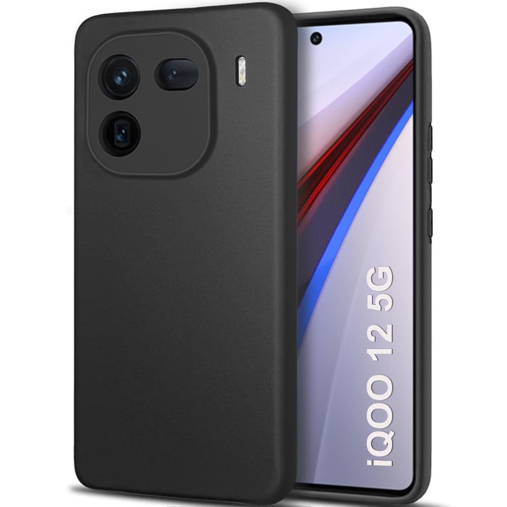 TheGiftKart Sleek Back Cover Case for iQOO 12 5G | Slim Fit Protective Design | Ultra Matte Finish | Camera Protection Bump | Soft Silicon Back Cover Case for iQOO 12 5G (Silicone, Black) (B0CPFRXW29) Amazon Price History, Amazon Price Tracker