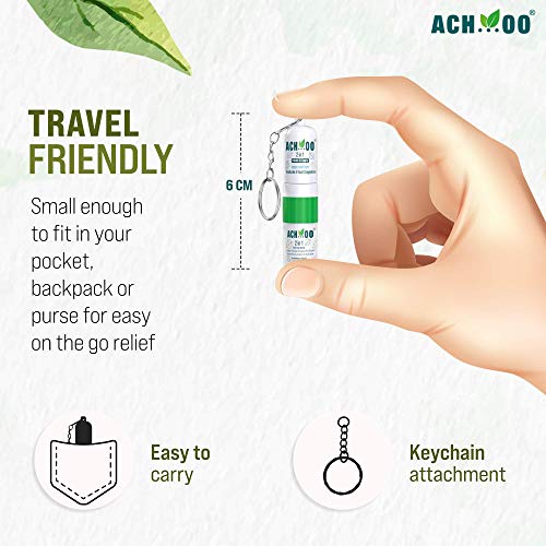 Image of ACH...OO 2 In 1 Inhaler and Roll On Relief From Cold, Cough, Blocked Nose, Headache and Breathing difficulty | Cold & Nasal Congestion With 100% Natural Active Ingredients (Pack of 12 x 2ml)