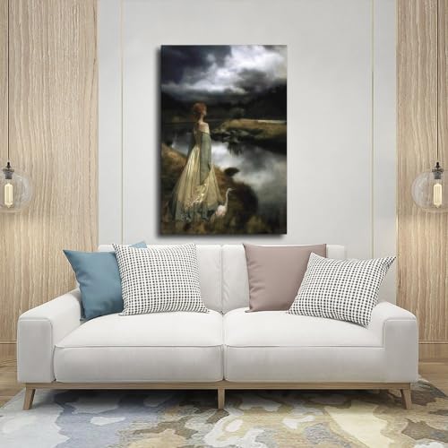 Impression sur toile Midsummer Eve par Edward Robert Hughes cadre inclus 50x75 cm