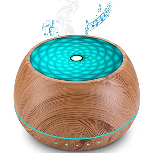 Musik Diffusor für Ätherische Öle, 1000ml Aroma Öl Luftbefeuchter mit Bluetooth Lautsprecher, 7 Farbige Duftlampen, Timer Einstellung, Bis zu 22H
