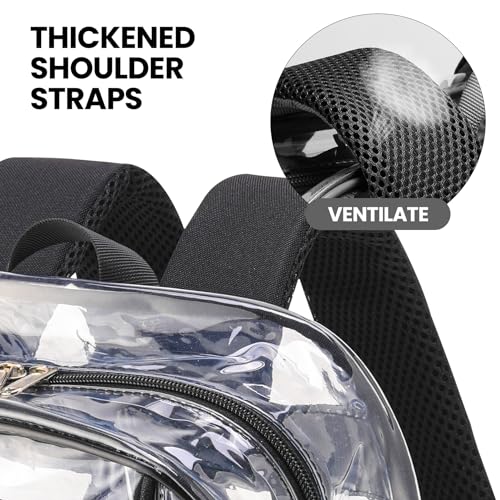 10packs Bulk Clear black backpack with laptop compartment large for kids school see through transparent plastic stadium approved teen toddler3