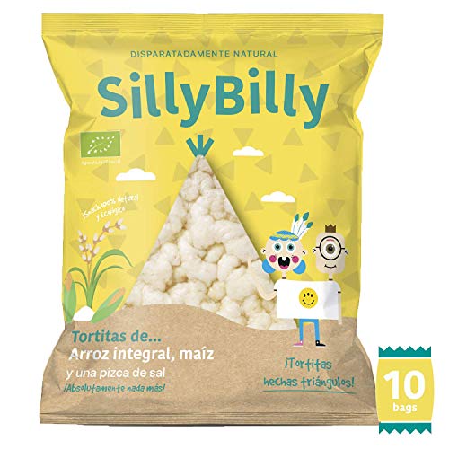 SillyBilly Tortitas BIO de Arroz Integral y Maíz en Divertidos Triángulos. PACK 10 X 30g