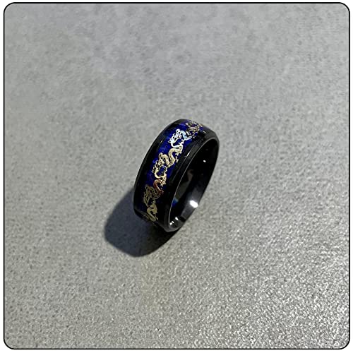 Fashion Carbon Fiber Band Ring Stainless Steel Dragon Ring3