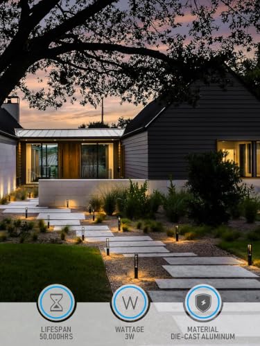Image of LEONLITE 2-Pack 3W LED Low Voltage Path Lights Aluminum 3000K Black