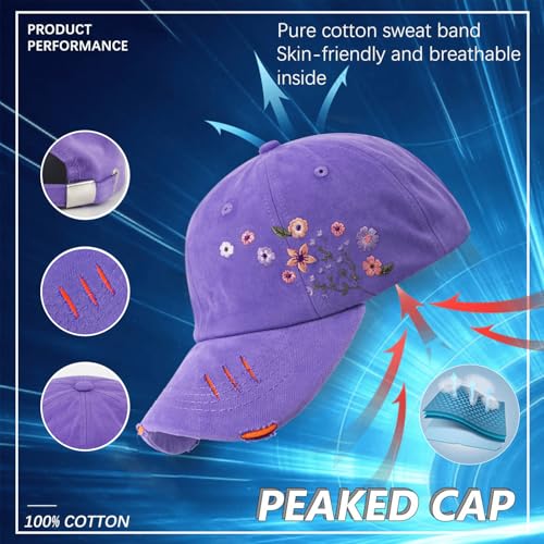 Gorra deportiva bordada floral para mujer miniatura 6