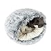 Ryoizen Panier Rond pour Chat Chien Moelleux Anti Stress Niche Chat Chien 2 en 1 avec Dômes Lit pour Animaux de Compagnie Doux et Chaud Pliable Lavable Maison pour Chat Coussin Chat Gris M