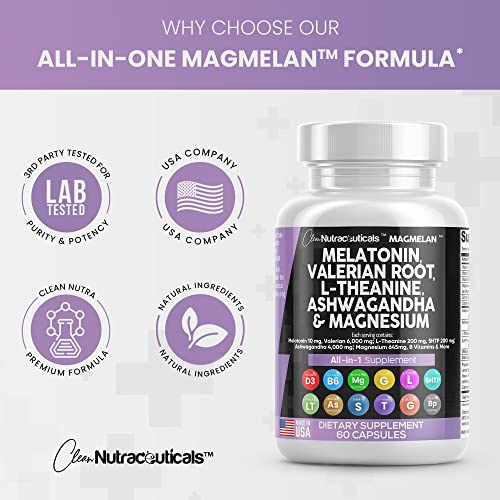 Melatonin 10Mg Valerian Root 6000Mg L Theanine 200Mg Ashwagandha 4000Mg - Sleep Support For Women And Men With Magnesium Complex, Lemon Balm, Chamomile, And Passion Flower - Made In Usa 60 Caps #TOP6