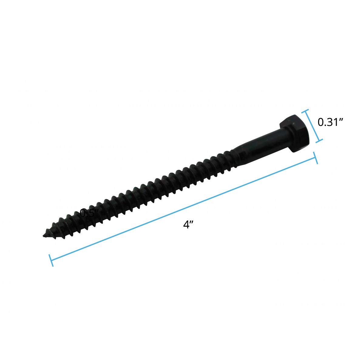 Renovators Supply Manufacturing Lag Bolts 4 in. Black Zinc Plated Steel Lag Screws with Hexagonal Head Pack of 50