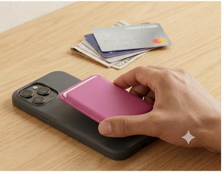 Image of MIDOS Magnetic Card Wallet Holder Designed for MagSafe Compatible with iphone16, iPhone 15, iPhone 14, iPhone 13, iPhone 12 Series iPhone 17 Models (Rose Pink)