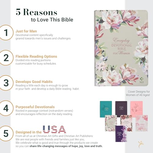 Image of NLT Holy Bible Everyday Devotional Bible for Women New Living Translation, Vegan Leather, Pink Floral Printed, Flexible Daily Bible Reading Plan Options (NLT Womens Devo Editions)