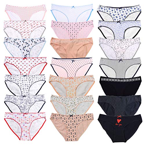 ABClothing Damen-Bikini-Unterwäsche, Baumwolle, niedrig, 6er-Pack, Schwarz, mehrfarbig, XS/2XL, Zufällige 6 Stück, Medium Cover