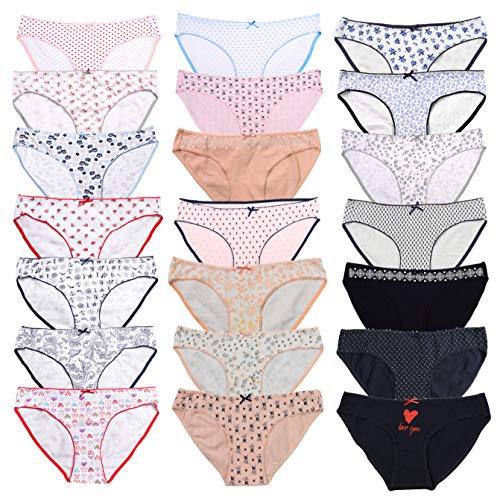 ABClothing Lot de 6 sous-vêtements de bikini taille basse en coton pour femme Noir multicolore XS/2XL, Lot de 6 couleurs aléatoires, Small