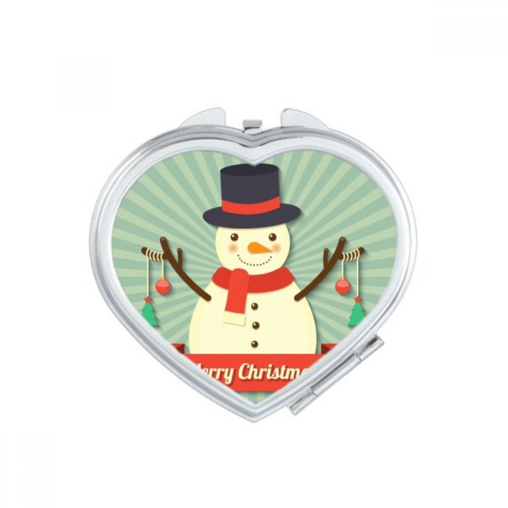 Miroir de maquillage Joyeux Noël compact portable cœur multicolore