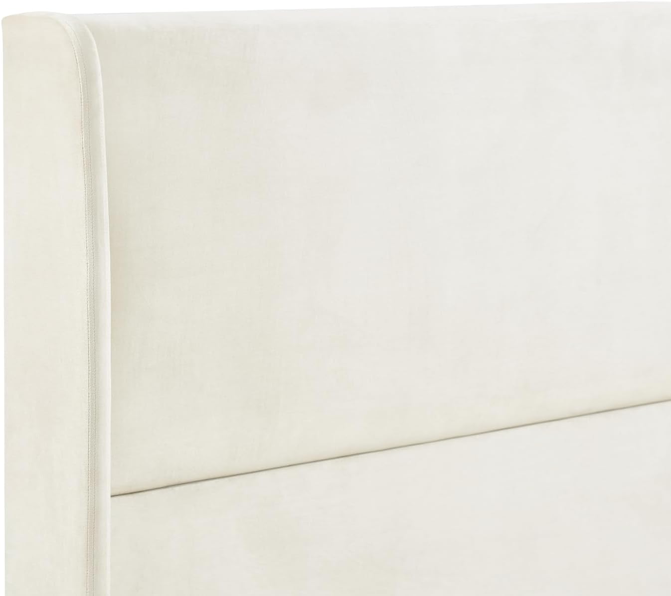 Rozitta Beige Velvet Wingback Platform Bed, Queen Particle Board MDF Luxurious Comfort Bedroom Elegant