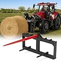?3000lbs Capacity?49" Heavy Duty Hay Spear Attachment - Quick Attach for Bobcat Tractors & Skid Steer Loader with 49" Hay Spear & 2pcs 17" Black Stabilizer Spears Spike Fork Tine