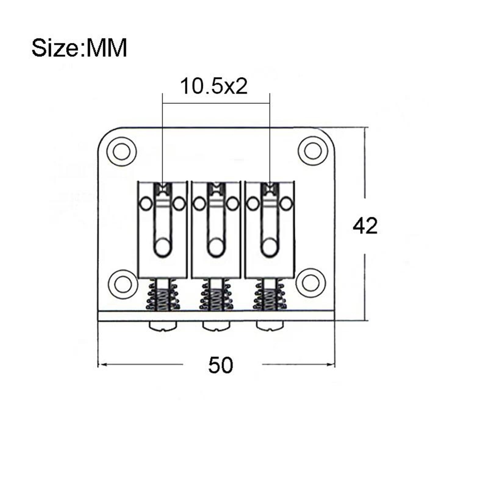 Puente fijo de tres cuerdas 50x42 inserto de guitarra o drop through con selleta de rodillos para guitarra eléctrica negra Puente Genérico Guitarra Acústica