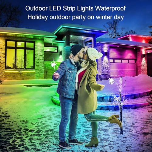 Image of AILBTON 200ft Outdoor LED Strip Lights Waterproof,IP68 Outside Led Light Strips Waterproof with Bluetooth App Remote Control,Music Sync RGB Exterior Led Rope Lights,for Balcony,Deck,Roof,Garden,Pool