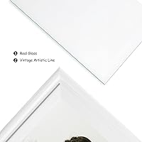 Vista 13 de Portarretratos de 5 x 7, doble bisagra horizontal de madera con marco de fotos plegable con frente de cristal real en grano de madera envejecido