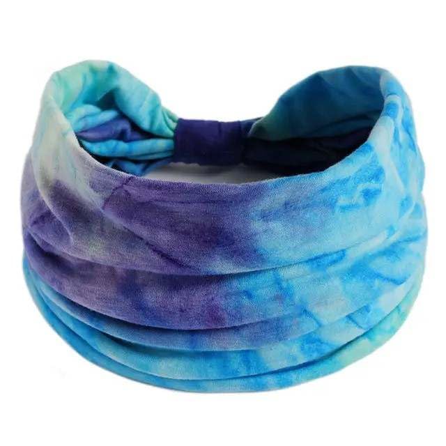 Image of XFyt Microfiber Tie-Dye Yoga Hair Bands|Stay Stylish And Sweat-Free Bandana Workout Sweatband|Fashionable Head Bands For Your Fitness Gym Running (Dark Blue)