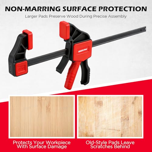 Image of 4-Piece 12 Inch Bar Clamps for Woodworking with 2-Piece Clamp Connector, 12 inch Quick-Release Wood Clamps with 150 LBS Load Limit, Trigger Clamp Set, One-Handed Clamps /Spreader for Woodworking(6 Pack)