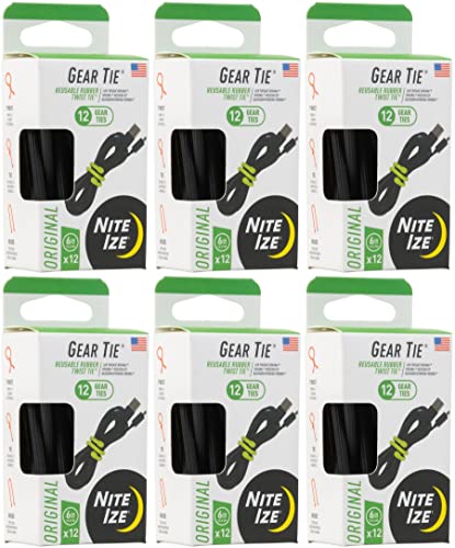Nite Ize 12-Pack Gear Tie Propack, 6" - Black (6-Pack) #TOP13