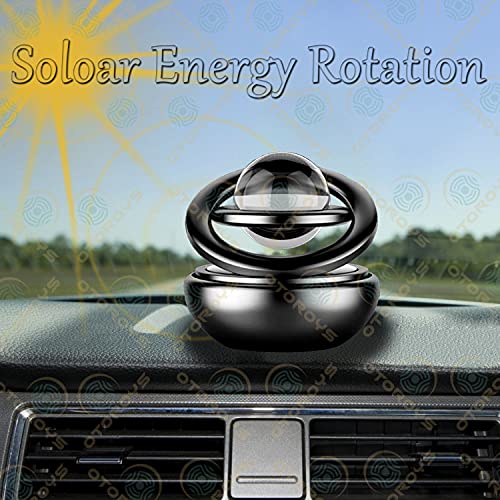 Image of OTOROYS Alloy Body Car Solar Power Rotating Design Air Freshener Perfume, with Organic Fragrance (Crystal Black.)